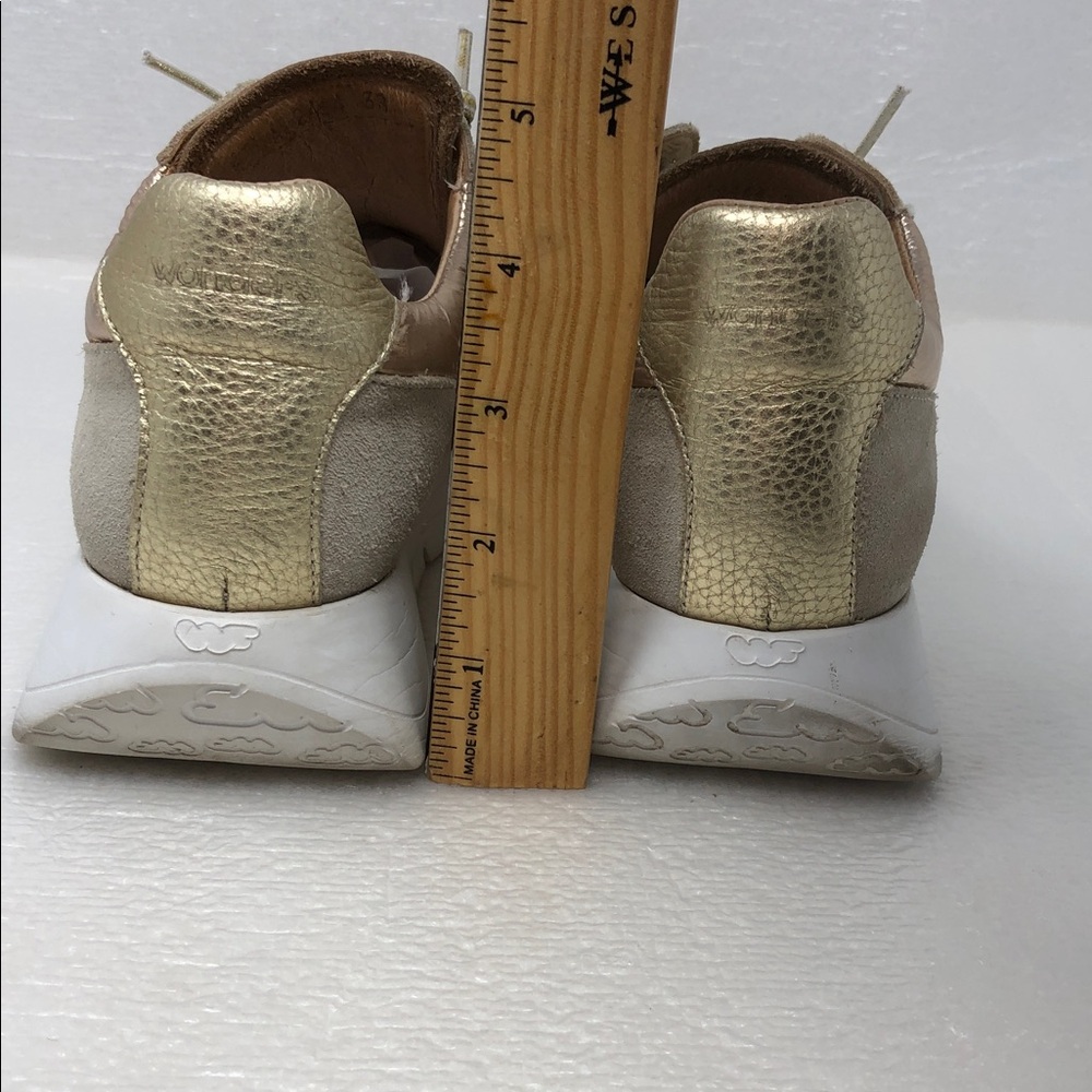 Wonders Oslo Sneakers Gold And Beige Leather Size 38 EU - Picture 15 of 16